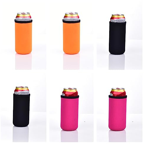 17.6oz 6 Neoprene Standard Can Cooler Sleeves Rutschfeste Can Cooler Sleeves Bierflaschen Sleeves 6er Pack (3 Farbkombinationen-B)