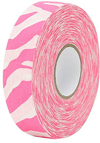 Tomotato Nastro per Hockey, 2,5cm x 25M Nastro Protettivo per Hockey Rotolo di Nastro in Tessuto per Bastone da Hockey su Ghiaccio e su Pista, Protezione per Lama e Impugnatura (Zebra Rosa)