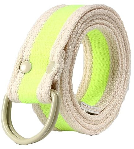 RUNMIND Gürtel aus Segeltuch mit doppeltem Nagel, verstellbare Doppelringschnalle, Leinengürtel für Jeans, lichtgrün, 110 cm