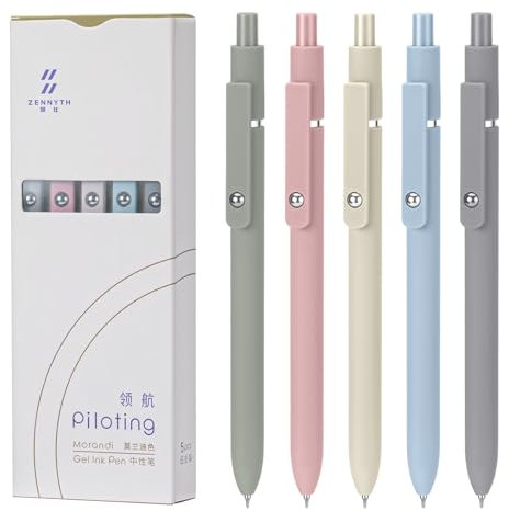 MumdoYAL 5 penne gel retrattili – punta fine 0,5 mm, inchiostro ad asciugatura rapida, inchiostro nero