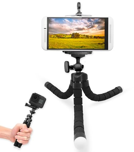 Stativ | Handy Stativ mit flexibler Halterung ideal für Smartphone und Kamera | Stativ für Smartphone - Mini Stativ - Mini Tripod, flexibel und auch als selfie stick verwendbar