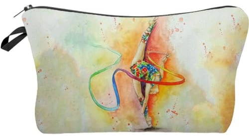 Sac à cosmétiques de Gymnastique pour Filles Pochette de Maquillage Polyvalente à Fermeture éclair Pochette de Toilette de Voyage Portable pour Femmes et Filles