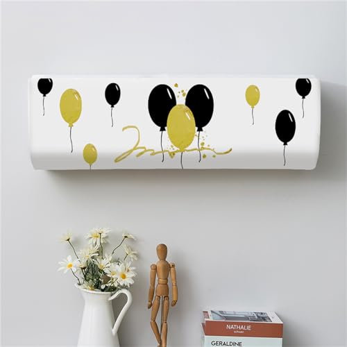 Treer Housse de Protection Climatiseur Interieur, Housse de Climatiseur à Fixation Murale Housse de Protection Anti-Poussière Élastique pour Climatisation (1P,Ballon Noir)