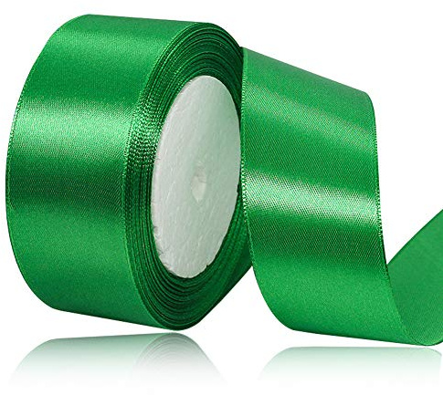 Grün Satinbands 40mm Breit, 22 Meters Schleifenband, Geschenkband für Geschenkverpackungen, DIY Handwerk, Blumensträuße, Nähprojekte, Schleifenherstellung, Geburtstags- und Hochzeitsdekorationen