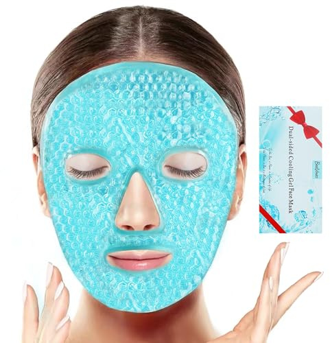 BeeVines Ice Face Mask, Cooling Gel Pack for Puffy Eyes, Cold & Hot Reusable Compress, Frozen Eye Packs Masks for Women (Blue) | Frozen Ice Mask for Cooling Compress, Reusable Ice Pack for Women & Men for Post Eye Surgery, Allergies