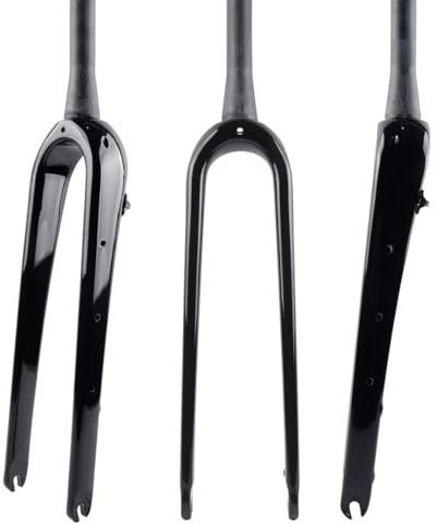 Forcella rigida in fibra di carbonio 700C Gravel Road Bike forcella 1-1/8 dritto/affusolata freno a disco forcella anteriore QR 9 x 100 mm (colore: nero lucido, dimensioni: conica)