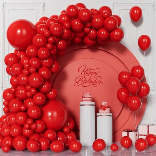 Unisun Palloncini Rossi, 130 Pezzi Palloncini Rossi Kit Arco Ghirlanda, 5/10/12/18 Pollici Palloncino Rosso per Ragazzi Ragazze Matrimonio Compleanno Eagagement Festa Natale Proposta Decorazioni