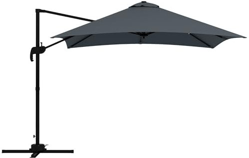 Outsunny Parasol déporté carré inclinable pivotant 360° manivelle piètement - aluminium dim. 3L x 3l x 2,6H m gris foncé