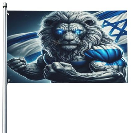 Bandera De Israel León Azul Clásica Banners Impermeable Bandera Poliester Bandera Balcón 90X150Cm
