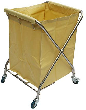 TVSKWMRQ Trolleys, Kosmetikwagen, zusammenklappbarer Wäscherollwagen, Wäschesortierkorb mit Hochleistungsbremsrad, Reinigungswagen aus Edelstahl für Hotels/Lobbys/Blau (Hellgelb)