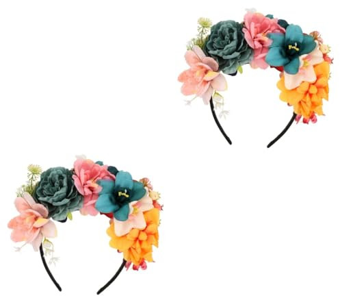 VICASKY 2stücke Blumenkranz Haarschmuck Für Frauen Elegantes Verstellbares Haarband Mit Kunstblumen Für Hochzeiten Partys Festivals Und Fotografie Einzigartiger Kopfschmuck Für