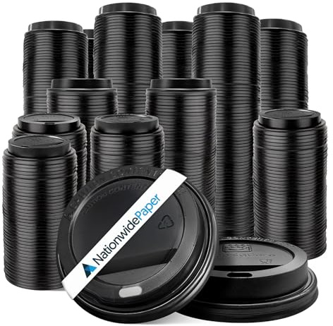 Nationwide Paper Black 8oz / 80mm Lids for Coffee Cup, Insulated Disposable Coffee Cup Lid for Takeaway Drink, Leak Proof for Triple Walled Ripple Coffee Cups - Case of 1000