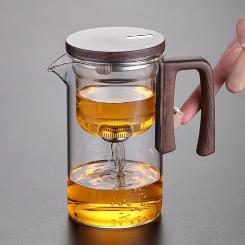kesurpae Glas Teekanne mit Magnetfilter, leicht zuzubereiten, leicht zu reinigen, einfache Filterung, Glas Teekanne mit Sieb, klare Teekanne, transparent, 520 ml