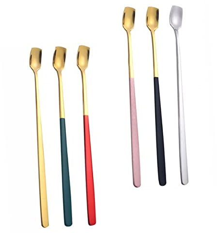Cabilock 6 Cucharas para Café de Acero Inoxidable Mango Largo de 17 Cm, Fácil de Limpiar y Superficie Pulida, Ideales para Mezclar Bebidas en Casa