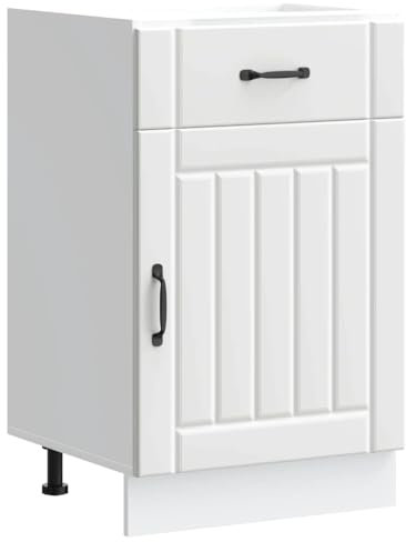 vidaXL kitchen base cabinet - lucca white - engineered wood storage cabinet with adjustable feet - 50x46x81.5 cm - modern and stable storage solution