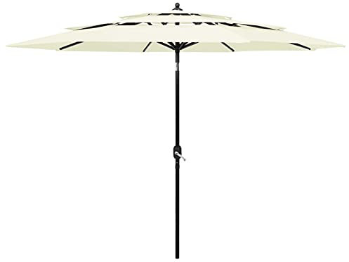 ShGaxin Sombrilla de 3 niveles con poste de aluminio arena 3 m, Parasoles De Jardin, Sombrilla Piscina, Sombrilla Terraza Exterior, Parasol Playa, Sombrillas Para Jardin - 313868
