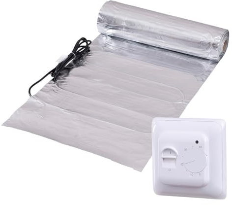 Set completo di pellicole per riscaldamento a pavimento elettrico, 150 Watt con termostato analogico, 18 m², bianco