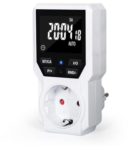 Jadeshay Digitale Zeitschaltuhr Steckdose mit 10 Schaltprogramme, Schaltuhr Steckdose Zeitschaltuhren für Licht und Haushaltsgeräte AC230V 16A