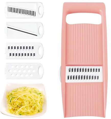5 in 1 Manual Vegetable Grater Slicer,Vegetable Shredder,Carrot Grater,Veg Chopper Grater,Cabbage Shredder,Vegetable Chopper Manual for Carrot Vegetable Onion Cabbage Potato Cucumber(Pink)