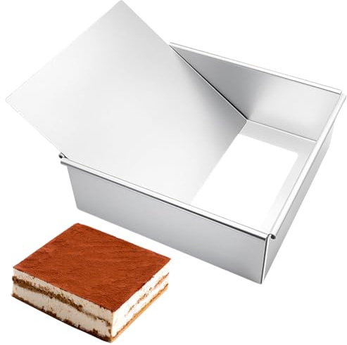 Fouvin Quadratische Backrahmen, 8 Zoll Aluminium Kuchenform eckig, Antihaftbeschichtung und losem Boden, Kuchenform eckig zum Backen und für die Zubereitung von Schichttorten
