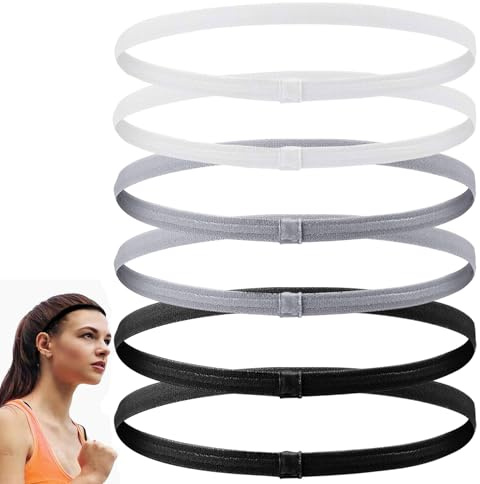 Gekamoyue 6 Stück Haarband Jungs Sport, 3 Farben Elastisches Fussball Haarband, Rutschfeste Stirnbänder Damen, für Sports, Fußball, Yoga, Geeignet für Männer und Frauen