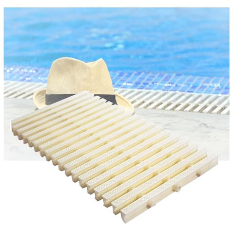 Rejilla de drenaje para piscina, cubierta de drenaje para calzadas, 30 x 100 cm, rejilla de desbordamiento de plástico para exteriores, 1 pieza