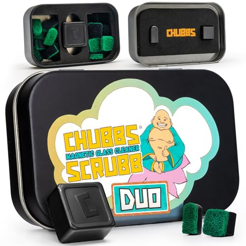 Chubbs Scrubb Duo Kit de nettoyage magnétique pour vitres comprenant 2 mini brosses magnétiques pour nettoyer les taches difficiles à atteindre sur le verre, la céramique, la céramique et le métal