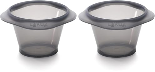 Lékué Set de 6 Moldes repostería para Coulant de Chocolate, silicona platino Negro/Translúcido (Paquete de 2)