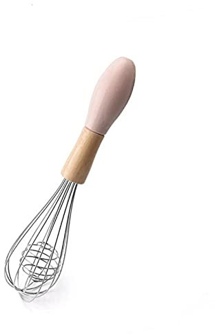 ETZRYSYB Batidor manual de huevos con mango de madera, batidor de mano de acero inoxidable, batidor de masa, crema, batidor de cocina, herramientas de cocina (rosa)