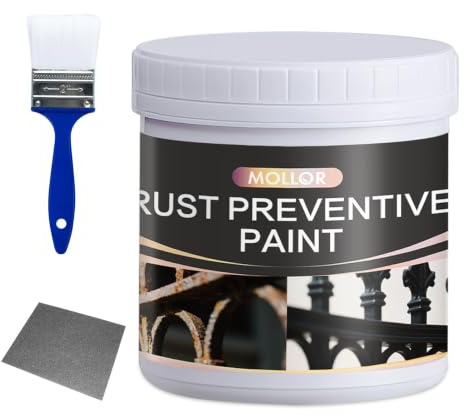 Mollor 2-in-1 Rostumwandler & Metall Grundierung, Rostschutz Farbe für Metall, Ultra Auto Rostentferner & Versiegelung, Langlebige Rostschutzbeschichtung, Hitzebeständig - 35Oz/1000g Grau