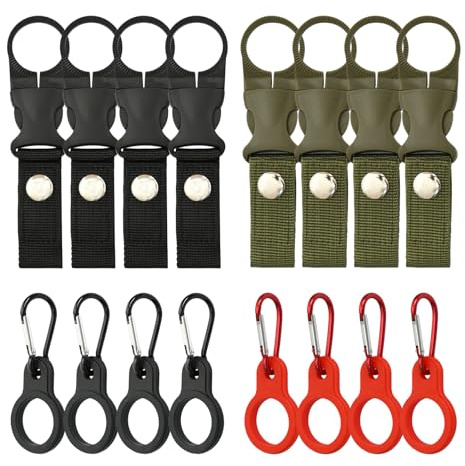 Confezione da 16 portabottiglie con moschettone, clip da cintura in nylon multicolore, fibbie resistenti per zaino, escursionismo, ciclismo, campeggio, uso all'aperto
