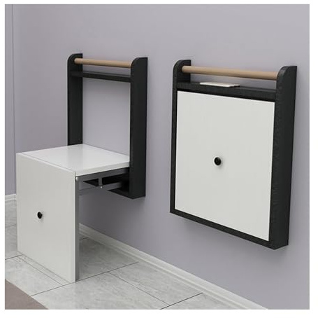 Ultradünner Klapphocker zur Wandmontage mit Armlehnen - Platzsparender Klappstuhl, Schwerlast 150 kg Tragkraft, Ideal für kleine Räume und einfache Lagerung