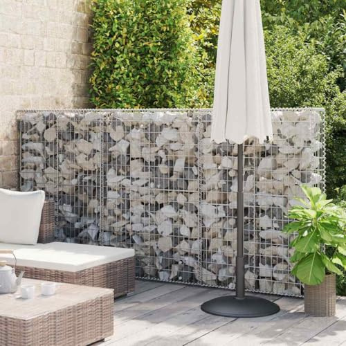 Outdoor Landscape Decorative Fence Border Gabion Wall with Covers Galvanised Steel 300x50x150 cm for Balcony Outdoor Garden Wall Mat Decoration
