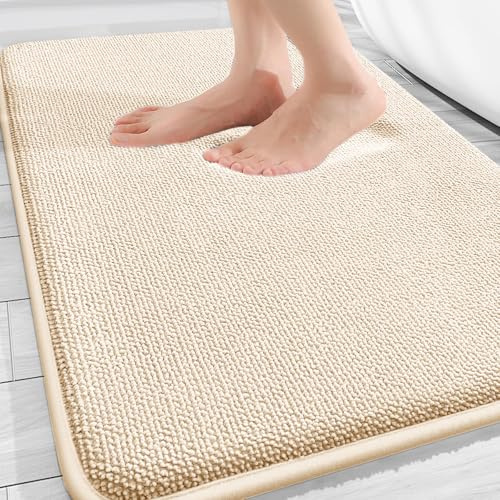 AMFUN 40 x 60cm Caqui Alfombra de baño de Espuma viscoelástica, Antideslizante, superabsorbente, Extra Suave y Lavable a máquina