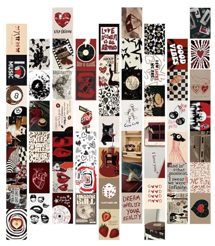 60 Pcs 4x6 Inch Thick Cardstock Wall Stickers for Room Decor , Vintage Music Heart Pattern Decorative Stickers with Adhesive Dots, Removable Aesthetic Wall Decor for Bedroom, Dorm, Laptop, Scrapbook