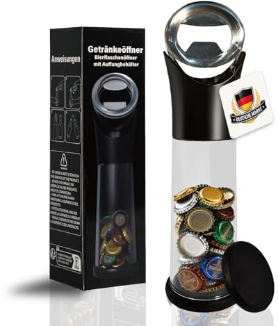 Nordkai Flaschenöffner mit Auffangbehälter – Robuster Bieröffner mit ergonomischem Design und Kronkorken-Sammler ideal für Partys BBQs Zuhause Bars Reisen Geschenk für Männer