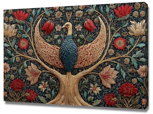 TODOAA Astratto Albero di Arte Quadri Albero della Vita Colorato Moderni Soggiorno Stampe Su Tela -Camera Da Letto Bagno Cucina Ufficio Sala Da Pranzo Bar(Red 8)-40x60cm Incorniciato