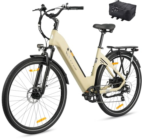 ttgo 28 Zoll E Bike für Erwachsene, Elektrofahrräder mit 36V 18Ah Akku 250W Motor 25 km/h 80-120 km Reichweite, 7-Gang Getriebe mit LCD-Display City E Bike für Herren Damen, C3 SE(Gelb)