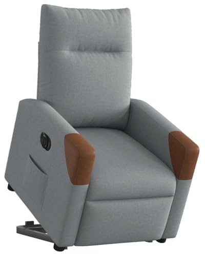 Mimdixy Poltrona da massaggio per cinema, poltrona relax con ausilio per alzarsi, in tessuto grigio chiaro, per camera da letto e soggiorno, veloce da installare
