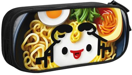 KWQDOZF Trousse à Crayons Grande capacité avec Motif Nouilles Ramen et coquetiers, Double Fermeture éclair, Organiseur de Maquillage