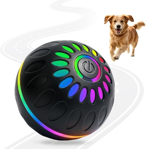 LGZIN Interaktiver Hundeball, Intelligentes Hundespielzeug mit Automatisch Rollender, Interaktiver Spielball für Hunde mit LED-Lichtern, Hundespielzeug Intelligenz für Kleine Mittleregroße Hunde