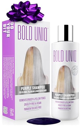 Bold Uniq Purple Shampoo for Blonde Hair - Toning Shampoo for Blonde, Platinum, Bleached, Grey, Ash, and Silver Hair - Eliminates Brassy, Yellow Tones - Vegan, Paraben & Sulphate Free - 237 ml/8 Fl Oz