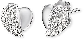 Engelsrufer Damen Ohrstecker Herzflügel Bicolor aus Sterling Silber, Zirkonia Steine, Steckverschluss, nickelfrei, Allergiker freundlich