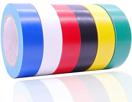 YTBUBOR cinta aislante eléctrico de 17 mm x 15 m cinta adhesiva de gafas, 0.67 pulgadas, 50 pies, 6 colores, paquete de 6