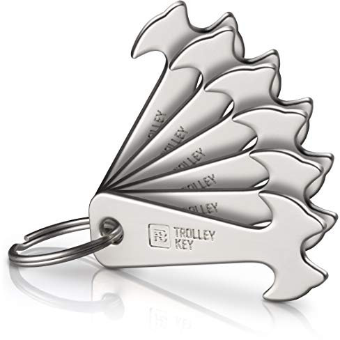 FABACH Déclencheur de chariot pour chariot - Remplace le jeton de caddie, jeton de courses - Porte-clés en métal pour organiseur de clés et trousseau de clés - Pas de blocage dans le panier, argenté,