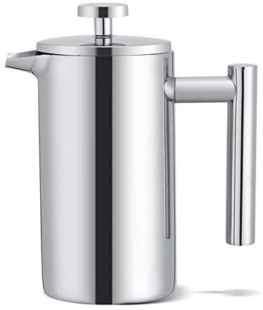 French Press Coffee Maker,350ML Stainless Steel Double Wall Insulated Coffee Maker French Press Tea Pot with Filter for Home Office(Silver)