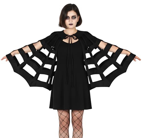 CoolChange Halloween Kostüm | Spinnenetz Umhang für Hexen & gruselige Monster | Schwarz