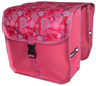 Beluko FAHRRADTASCHE 14-20 Zoll Kinder Satteltasche Gepäckträgetasche Doppel 2 x 5l (43. - Mini - Herzen Rosa)
