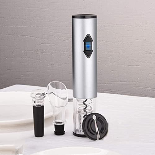 HSWYJJPFB Sacacorchos Abridor de Botellas de Vino Tinto automático 4 en 1 Tapón de Vino Redondo Aleación de Aluminio Regalo eléctrico Accesorios de Vino 0927(Color:Silver)