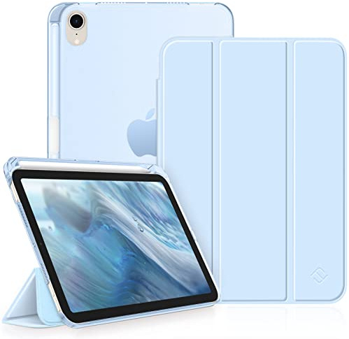 FINTIE Case for iPad Mini 7th A17 Pro/iPad Mini 6th Generation 8.3 Inch | Ultra Slim, Frosted Back Cover, Built-in Pencil Holder, Auto Wake/Sleep, Sky Blue